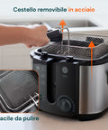 Friggitrice Elettrica 3L in Acciaio Inox, Filtro Antiodore e Termostato Regolabile