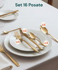 Posate Sibilla – Set da 16 in Acciaio Inox Oro Lucido Elegante