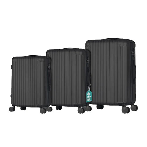Set van 3 trolleykoffers met telescopisch handvat en wielen, 56/66/76 cm, zwart