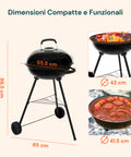 Barbecue a Carbonella Carmensa con Griglia Cromata Ø44cm per 6/8 Persone