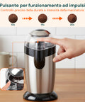 Macina Caffè Elettrico Inox con Lama in Acciaio e Grado di Macinatura Regolabile
