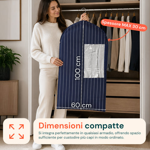 Custodia Per Abiti Blu 100x60cm