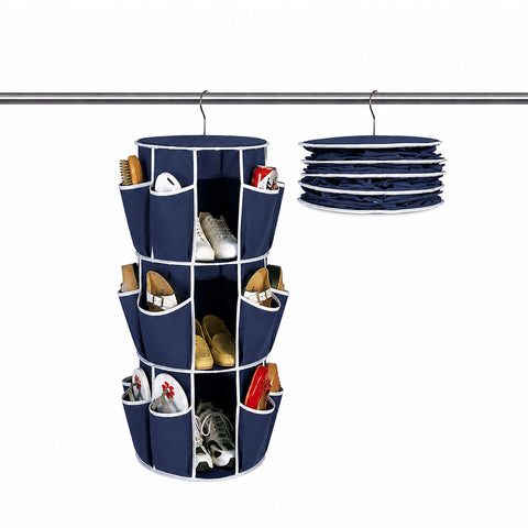 Ronde schoenenhouder met kledinghanger, 3 niveaus