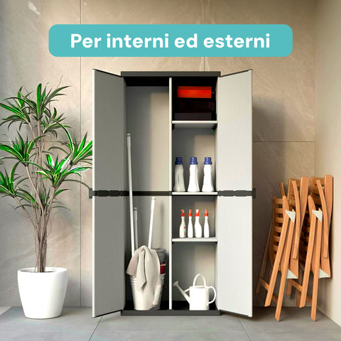 Armadio Portascope da esterno a 2 Ante e 3 Ripiani Regolabili 68x40x168cm