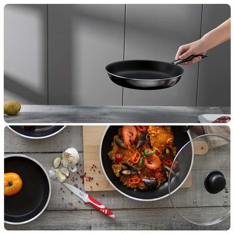 Set 4 Padelle Antiaderenti con Manico Soft Touch Ergonomico