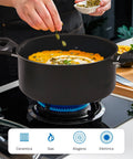 Set 2 Casseruole In Alluminio Con Coperchio In Vetro 20/24cm Nero