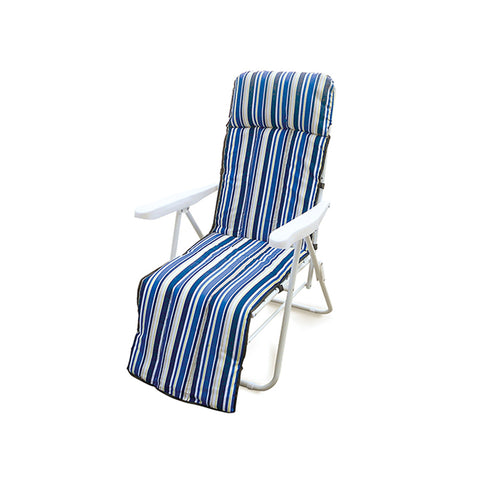 Opvouwbare verstelbare relaxstoel met voetensteun, blauw gestreept