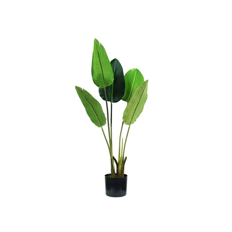 Kunststof strelitzia met 5 bladeren en pot, 100 cm