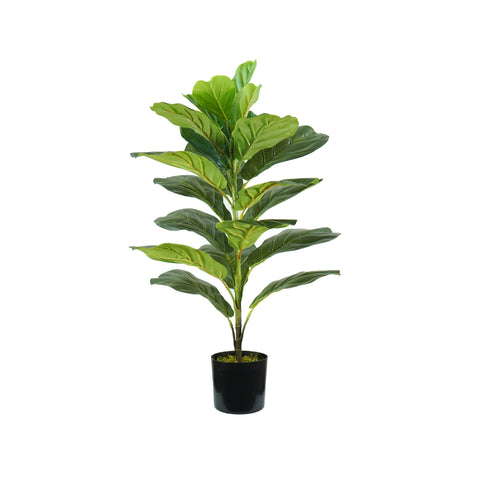 Ficus lyrata-kunstplant van polyethyleen met 21 bladeren en pot met mos, 75 cm