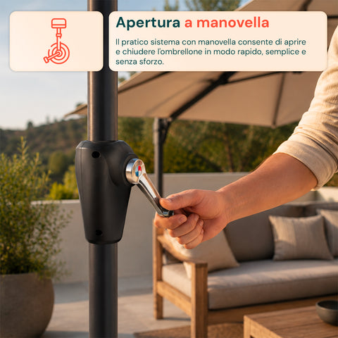 Ombrellone Parete Mezzaluna 2,7x2,3m in Alluminio e Poliestere