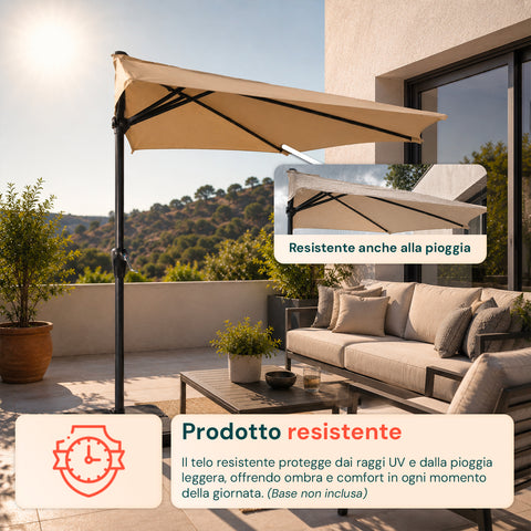 Ombrellone Parete Mezzaluna 2,7x2,3m in Alluminio e Poliestere