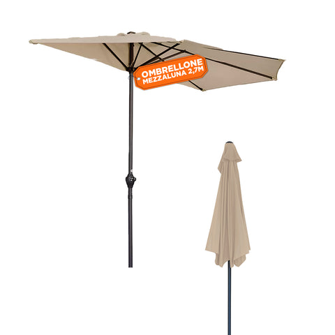 Ombrellone Parete Mezzaluna 2,7x2,3m in Alluminio e Poliestere