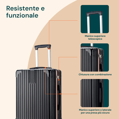 Set 3 Trolley 56/66/76cm Nero in ABS