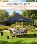 Gazebo Richiudibile 3x3 m Impermeabile con Borsa e Pesi Inclusi