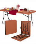 Tavolo Richiudibile a Valigia Terracotta per Esterno – Plastica PP Salvaspazio 180x75x74cm