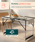 Set 3 Tavoli Pieghevoli con 4 Altezze Regolabili e Struttura in Alluminio