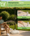 Base per Ombrellone da Giardino 20L in PP – Supporto Riempibile con Acqua o Sabbia – Per Pali ø22-32mm e Ombrelloni fino a 2,2m – Dimensioni 44x44x14cm – Facile Montaggio e Pulizia