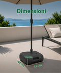 Base per Ombrellone da Giardino 20L in PP – Supporto Riempibile con Acqua o Sabbia – Per Pali ø22-32mm e Ombrelloni fino a 2,2m – Dimensioni 44x44x14cm – Facile Montaggio e Pulizia