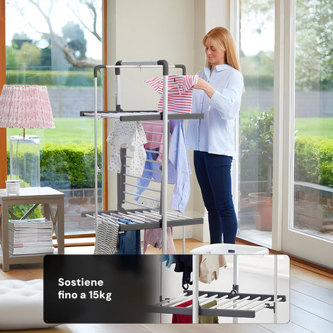 Magic Dry Tower – Stendino Elettrico a 3 Ripiani Pieghevole 300W