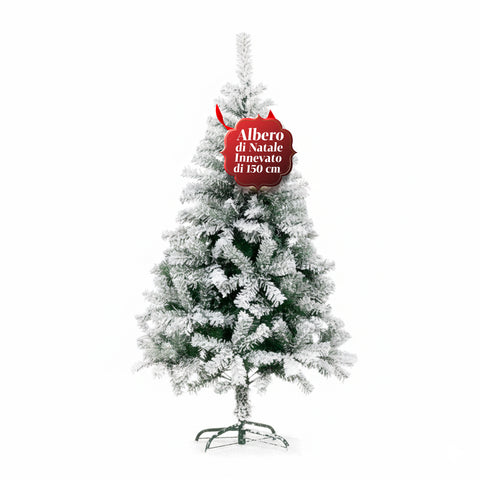 Besneeuwde kerstboom met volle takken en metalen voet – 150/180/210 cm