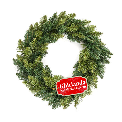 Groene kerstkrans Ø40 cm – Dichte structuur met natuurlijke afwerking