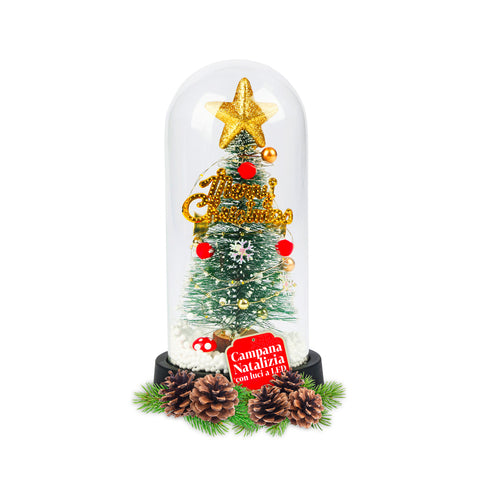 Kerstboom onder stolp met LED-verlichting – Verlichte kerstelegantie