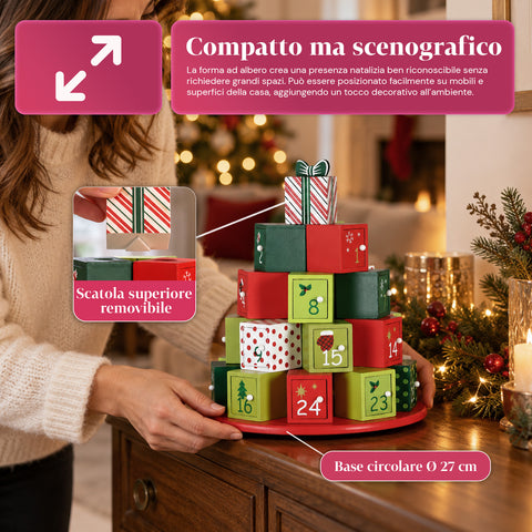 Adventskalenders – Boomversie met laden of huisjes met stickers
