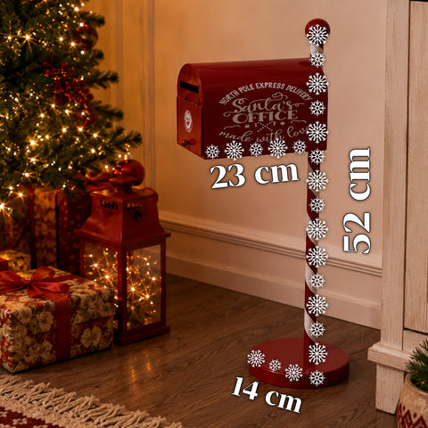 Rode en witte kerstbrievenbus H50 cm in Amerikaanse stijl
