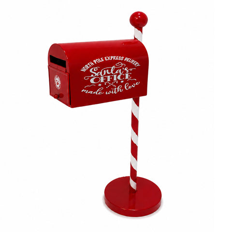 Rode en witte kerstbrievenbus H50 cm in Amerikaanse stijl