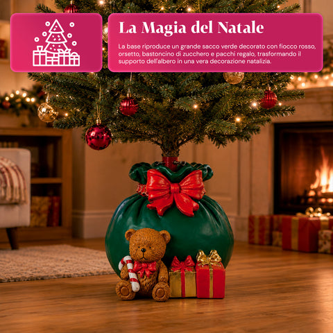 Decoratieve kerstboomstandaard, 10 uitvoeringen, van ijzer en magnesium, universele bevestiging, voor bomen tot 210 cm, 2 modellen met ledverlichting