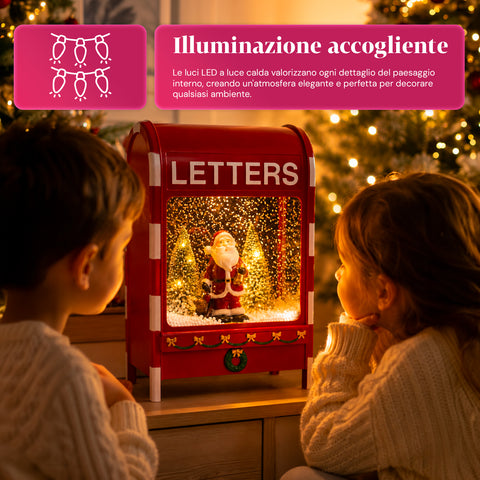 Kerstbrievenbus met de kerstman – ledverlichting, muziek en sneeuweffect
