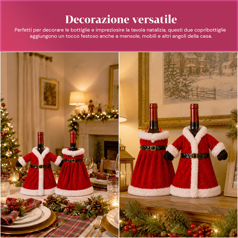 Kerstfleshoezen set van 2, jas en jurk met riem