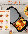 Friggitrice ad Aria 7,5L 1600W con Pannello LED e 6 Programmi Automatici
