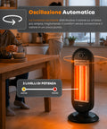 Stufa Elettrica Flare Oscillante con Tecnologia al Carbonio e Antiribaltamento