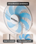 Ventilatore a Piantana 40W con 7 Pale in PP, 3 Velocità, Altezza Regolabile 80-100cm – Oscillazione Orizzontale 60° e Inclinazione 45°