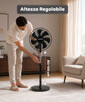 Ventilatore a Piantana 40W con 7 Pale in PP, 3 Velocità, Altezza Regolabile 80-100cm – Oscillazione Orizzontale 60° e Inclinazione 45°