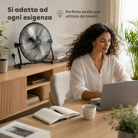 Ventilatore da Terra ø 40cm – Inclinabile, Potenza 65W e Pale in Metallo