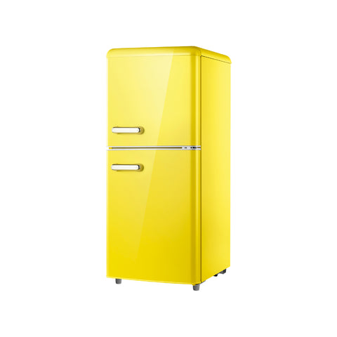 Retrokoelkast met twee deuren, 110 l, geel