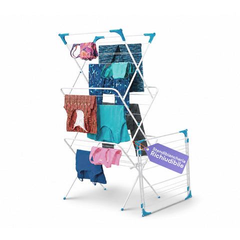 Stalen droogrek 61x44x138 cm – Verticaal, 4 haken en inklapbaar