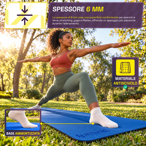 Antislip-yogamat van TPE van 6 mm, dubbelzijdig met draagriem