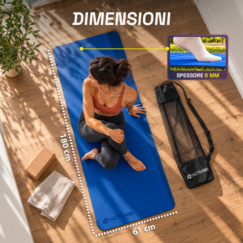 Antislip-yogamat van TPE van 6 mm, dubbelzijdig met draagriem