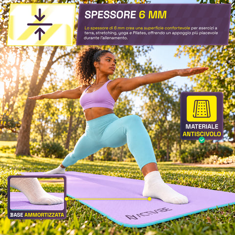 Antislip-yogamat van TPE van 6 mm, dubbelzijdig met draagriem
