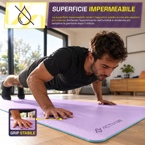 Antislip-yogamat van TPE van 6 mm, dubbelzijdig met draagriem