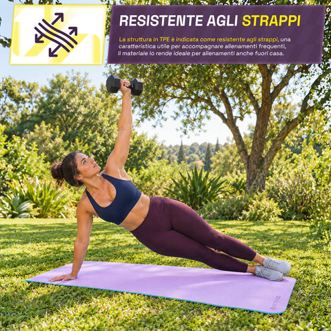 Antislip-yogamat van TPE van 6 mm, dubbelzijdig met draagriem