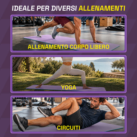 Antislip-yogamat van TPE van 6 mm, dubbelzijdig met draagriem