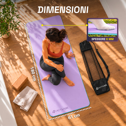 Antislip-yogamat van TPE van 6 mm, dubbelzijdig met draagriem