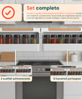Organizer Cucina Portaspezie – Set 2 Mensole con 6 Barattoli in Vetro Inclusi