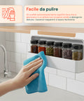 Organizer Cucina Portaspezie – Set 2 Mensole con 6 Barattoli in Vetro Inclusi