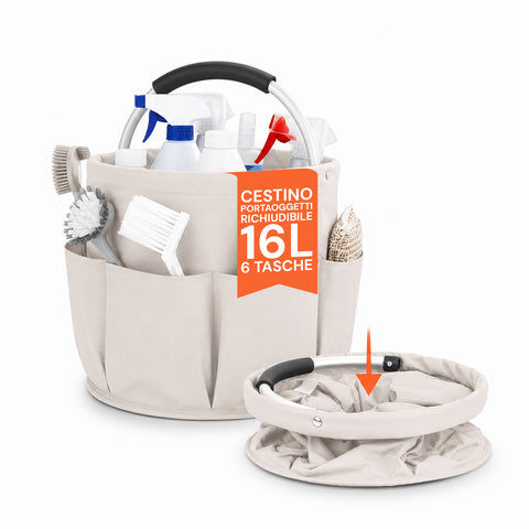 Secchiello Pieghevole Multiuso 16L con Tasche – Salvaspazio e Resistente