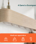 Appendiabiti da Muro Design Moderno con 4 Ganci a Scomparsa